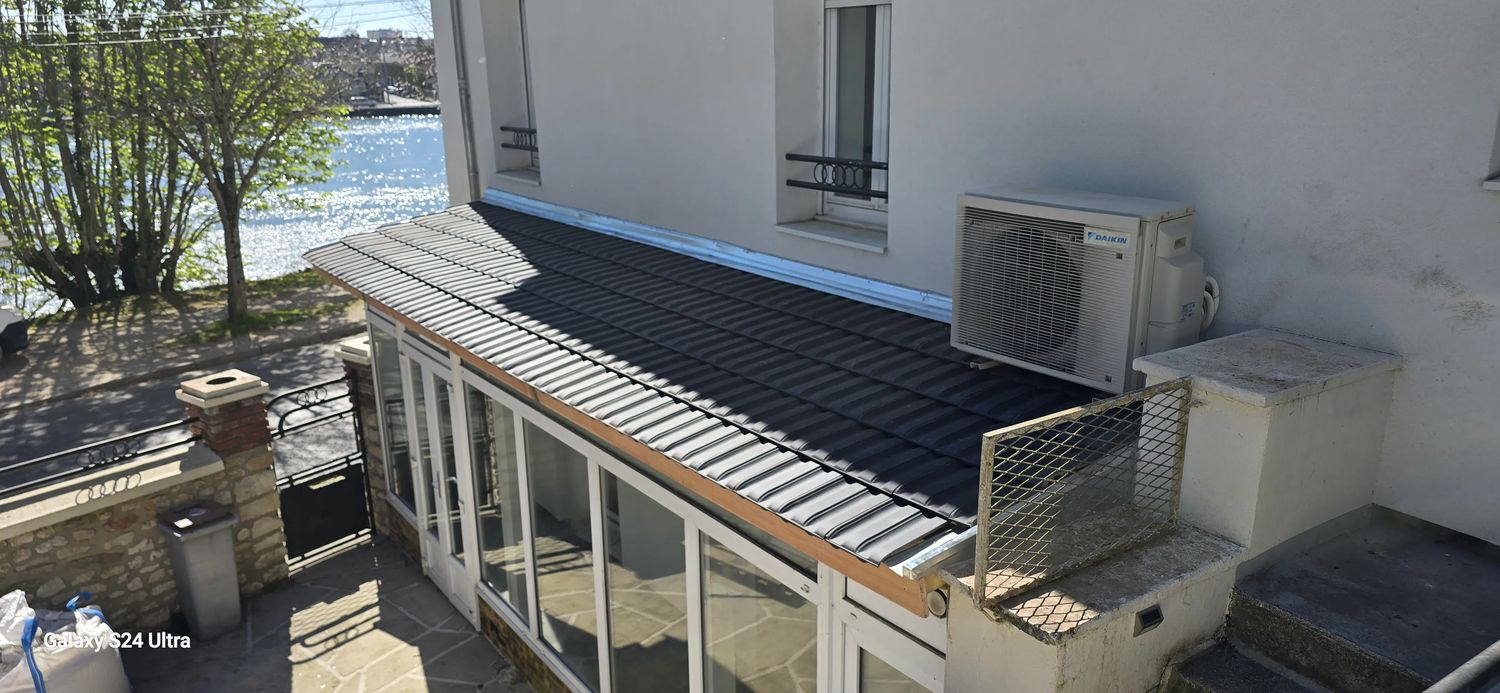 La véranda couverte, chantier terminé — chantier Schatz Rénovation à Melun